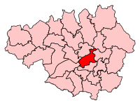 Boundary of Manchester Central in Greater Manchester.