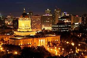 Skyline of Winnipeg at night