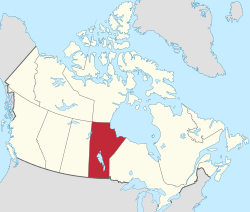 Map of Canada with Manitoba highlighted in red