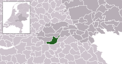 Highlighted position of Maasdriel in a municipal map of Gelderland