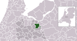 Highlighted position of Amersfoort in a municipal map of Utrecht