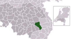 Highlighted position of Deurne in a municipal map of North Brabant