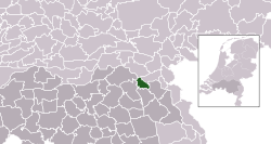 Highlighted position of Grave in a municipal map of North Brabant