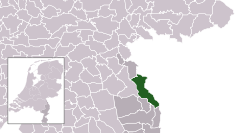 Highlighted position of Bergen (L) in a municipal map of Limburg
