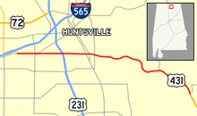 Location of Governors Drive in Huntsville