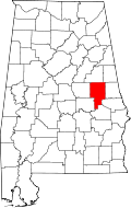 State map highlighting Tallapoosa County