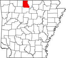 Map of Arkansas highlighting Marion County