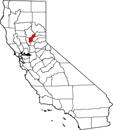 State map highlighting Yuba County