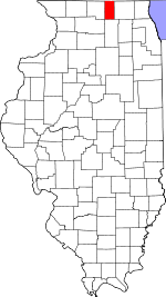 Map of Illinois highlighting Boone County