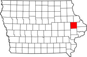 Map of Iowa highlighting Jones County