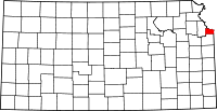 Map of Kansas highlighting Wyandotte County