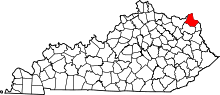 Map of Kentucky highlighting Greenup County