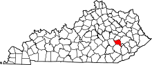 Map of Kentucky highlighting Owsley County