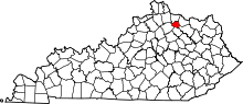 Map of Kentucky highlighting Robertson County