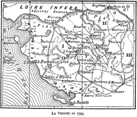Map from a book "Francois-Severin Marceau (1769–1796)" by Thomas George Johnson published in 1896 in London.