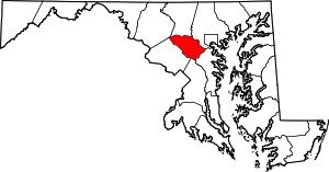 Map of Maryland highlighting Howard County