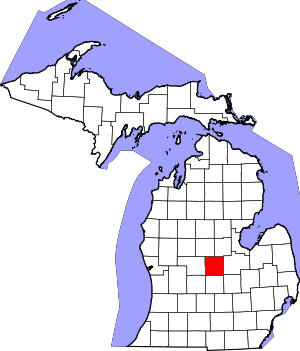 State map highlighting Gratiot County