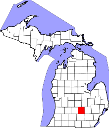 State map highlighting Ingham County