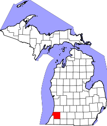 Map of Michigan highlighting Van Buren County