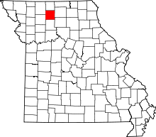 Map of Missouri highlighting Grundy County