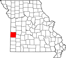 Map of Missouri highlighting Vernon County