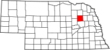Map of Nebraska highlighting Madison County