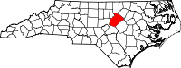 Map of North Carolina highlighting Wake County