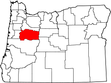 Map of Oregon highlighting Linn County
