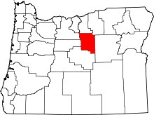 State map highlighting Wheeler County