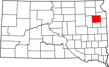Map of South Dakota highlighting Codington County