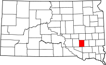 Map of South Dakota highlighting Davison County
