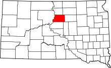 Map of South Dakota highlighting Potter County