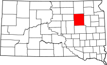 Map of South Dakota highlighting Spink County