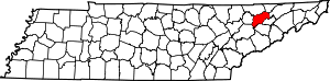 State map highlighting Grainger County