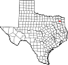 Map of Texas highlighting Camp County