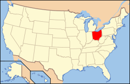 Map of the United States highlighting Ohio