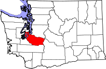 Map of Washington highlighting Pierce County