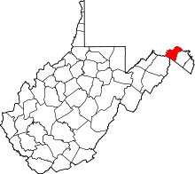 Map of West Virginia highlighting Morgan County