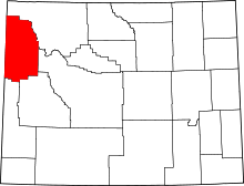 Map of Wyoming highlighting Teton County