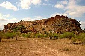 A picture of a very rocky hill, spanning several hundred metres.