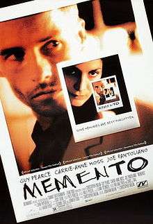  Movie poster of the film Memento.