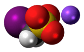 Space-filling model of methiodal as a sodium salt