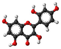Ball-and-stick model of the morin molecule