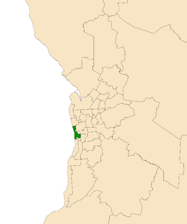 Map of Adelaide, South Australia with electoral district of Morphett highlighted