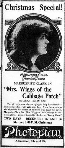 An old newspaper advert depicting the star Marguerite Clark at the top.