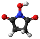 Ball-and-stick model of the N-hydroxysuccinimide molecule