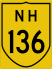 National Highway 136 marker