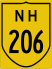 National Highway 206 marker
