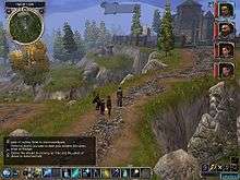 Screenshot of gameplay, demonstrating a character and his party
