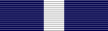 A navy blue military ribbon with one thick vertical white stripe in the center.